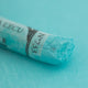 A close-up of a light green Sennelier extra soft pastel. on the same coloured background, with the colour information printed on the paper wrap.