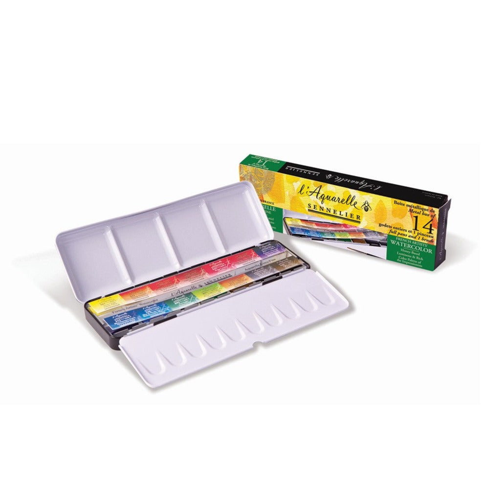 Sennelier Classic Watercolour Set with 14 Full Pans - Melbourne Etching Supplies