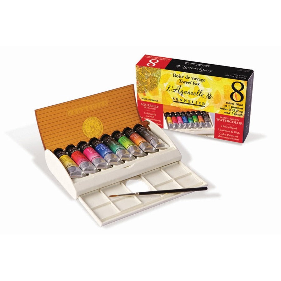 Sennelier Watercolour Travel Box With 8 x 10ml tubes - Melbourne Etching Supplies