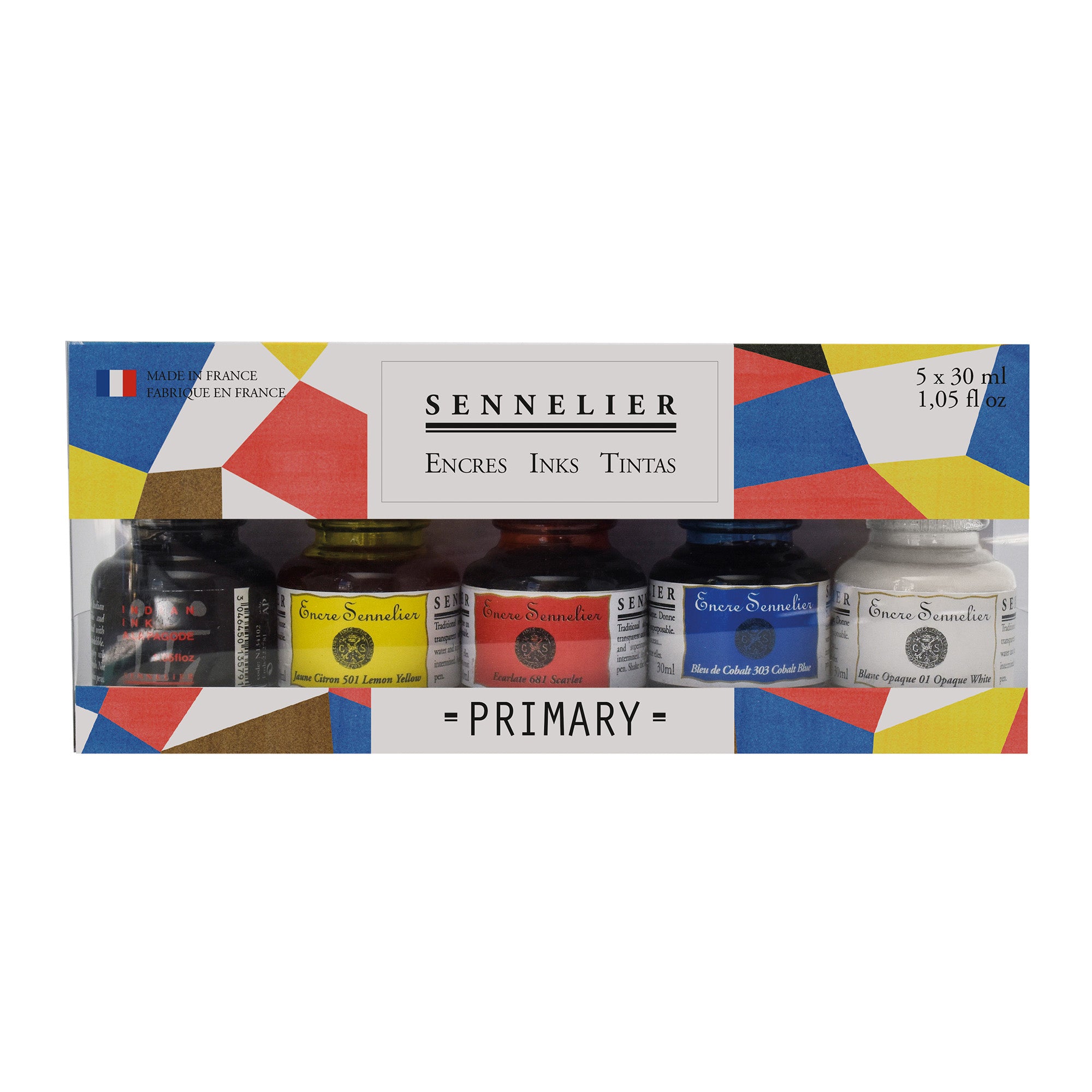 Sennelier Encre Primary Colours Ink Set With 5 Inks - Melbourne Etching Supplies