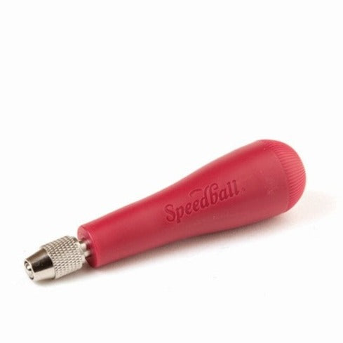 A Speedball Cutter Handle in red on a white background