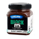 A jar of brown Derivan block printing ink against a white background