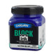 A jar of blue Derivan block printing ink against a white background
