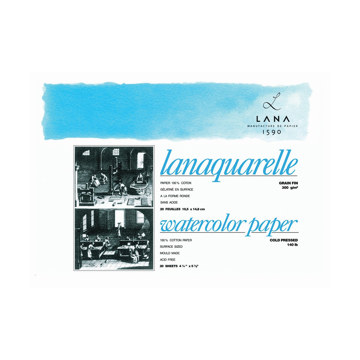 Lanaquarelle Block Pad Rough 300gsm 20sht 10x15cm - Melbourne Etching Supplies