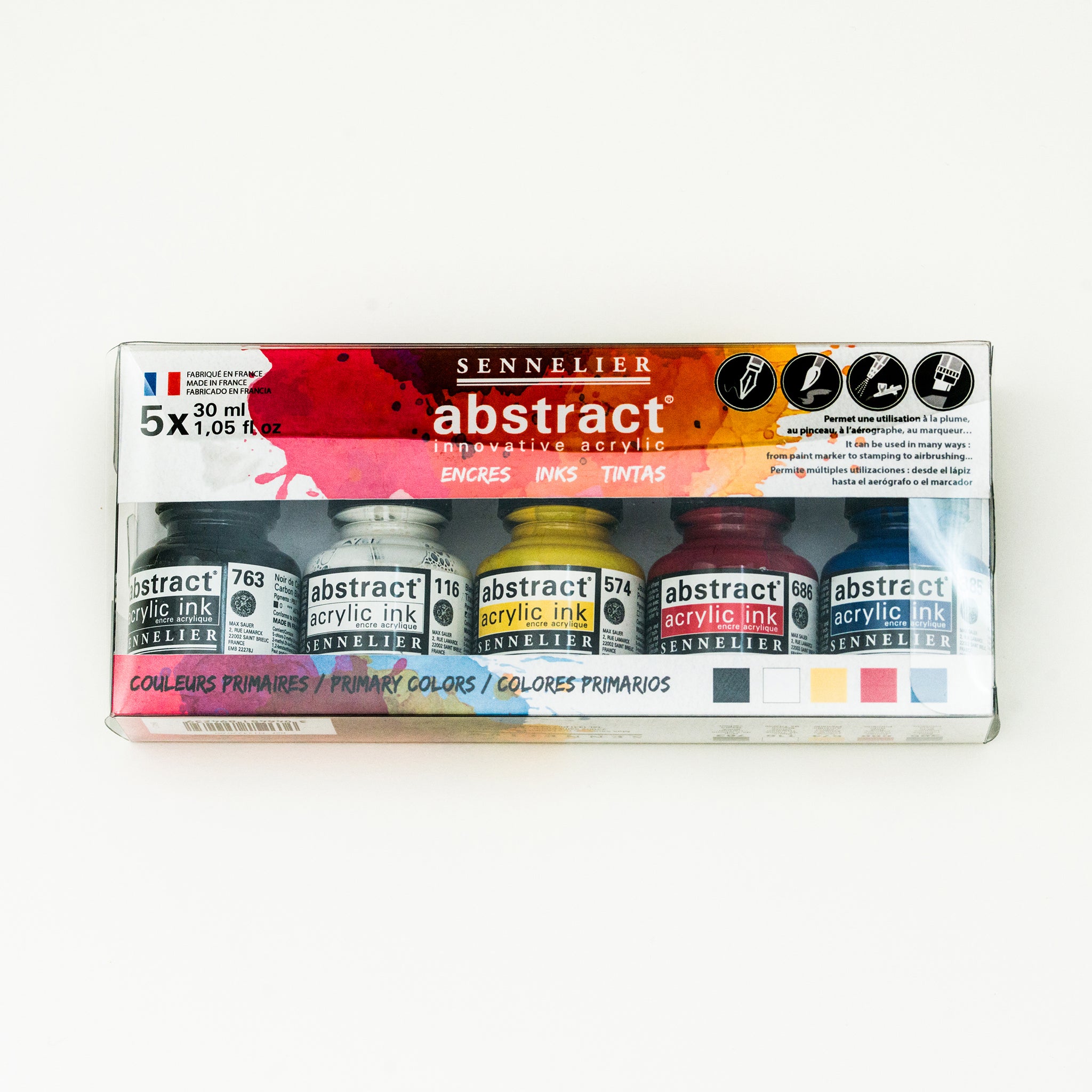 Sennelier Abstract Acrylic Ink Assortment Set With 5 Colours - Melbourne Etching Supplies