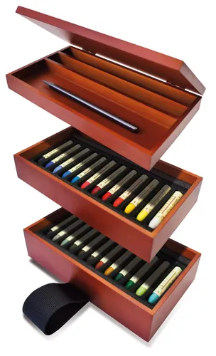 Sennelier Dejeuner Sur l'herbe Artists Oil Pastels Wooden box Set With 24 Oil Pastels & Graphite Stick - Melbourne Etching Supplies